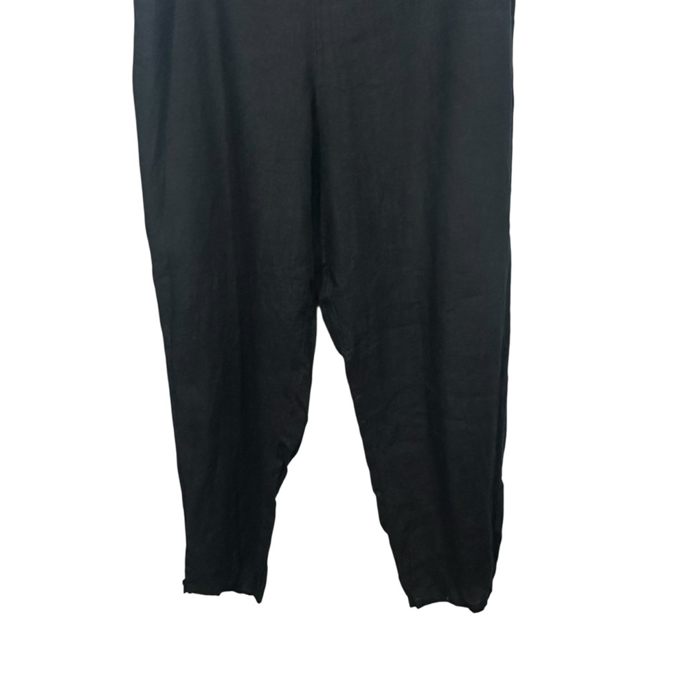 Flax Womens Linen Wide Leg Cropped M Black Lagenlook Beach Sustainable - Picture 4 of 14